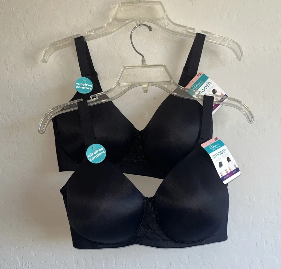 Dos sujetadores Vanity Fair radiantes inalámbricos, suavizantes traseros y laterales cobertura completa 38D Foto 3 de 4
