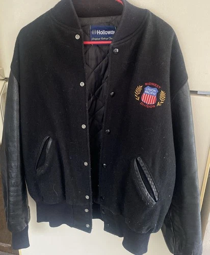 Union Pacific Railroad Mens Holloway Jacket Wool/Leather Size Large - product listing photo