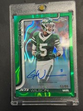 2025 Topps Chrome Garrett Wilson Auto Refractor Green Color Match Jets 52/99