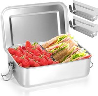 Foiiliio Edelstahl Brotdose,Mit 2 FäChern,1400Ml Lunchbox Brotdose Aus