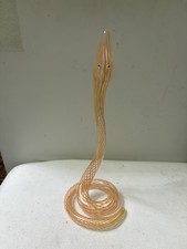 Bimini Glass,Lauscha Glass:Glass Snake Bud vase.Orange swirl pattern