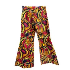 Vintage 60s Psychedelic Flare Pants   Bold Abstract Print, Handmade, 26  Waist
