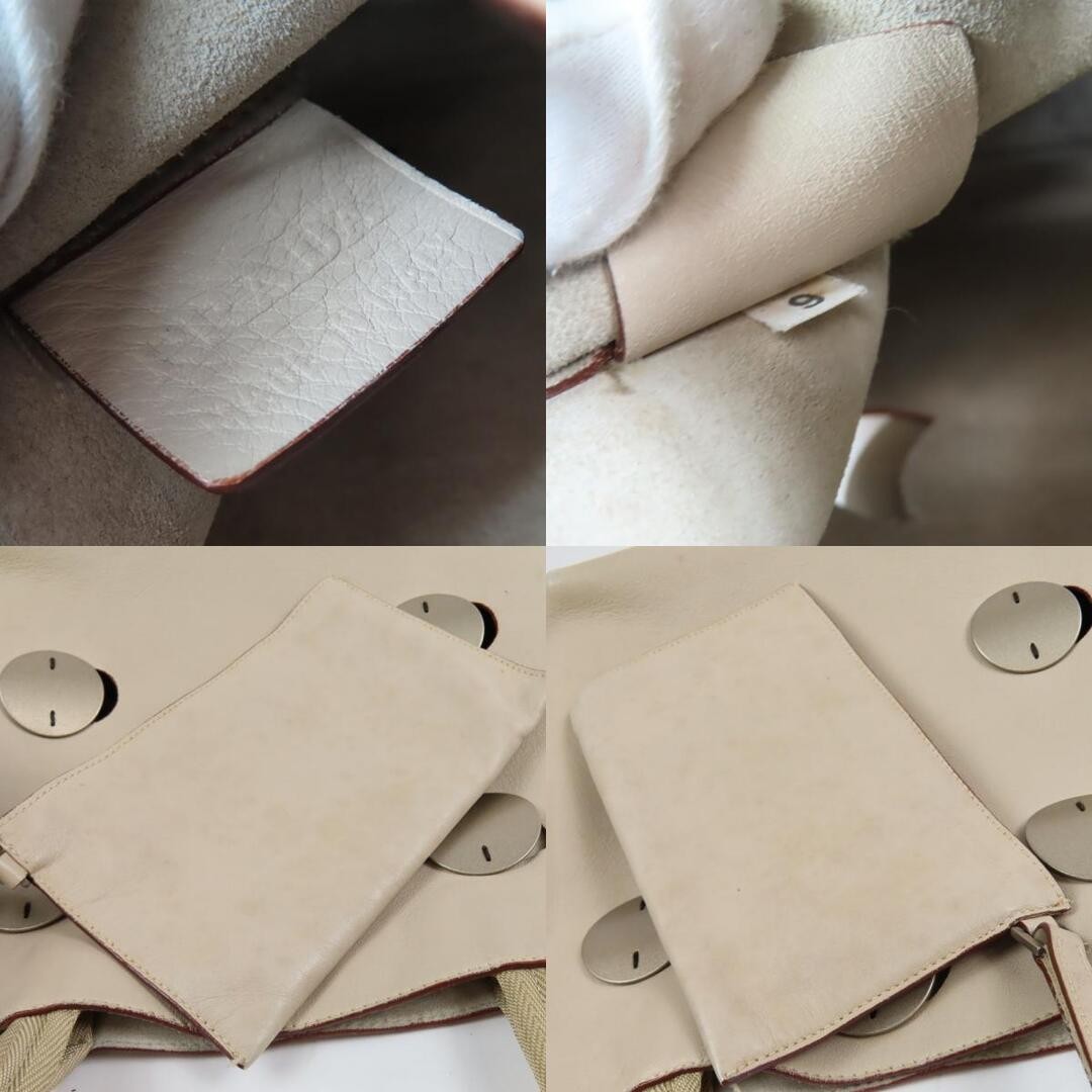 PRADA Vintage Tote Bag with Pouch Leather Plastic Ivory Ladies Used thumbnail 9