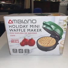 Ambiano Holiday Tree Mini Waffle / Chaffle Maker Non-Stick 4" NEW IN BOX