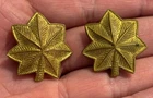 WWII WW2 Era US Army Major Gold Oak Leaf Leaves Military Pins - Pin Back - Meyer