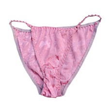 Vtg Sz-S Embossed Satin String Bikini Panties