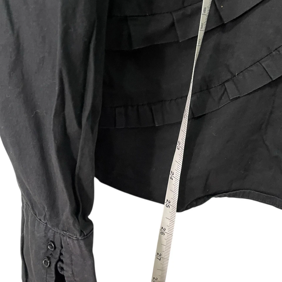 Kenar Womens Size XL Black Ruffle Long Sleeve Blouse Gothic Work Wear Y2K - Image 4 of 4