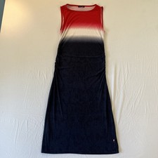Women s Tommy Hilfiger Runched Fitted Casual Summer Midi Dress Hombre Med