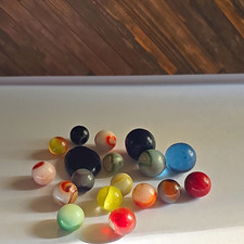 Mixed Lot Assorted Machine-Made Toy Glass Marbles, Multicolor/Swirls