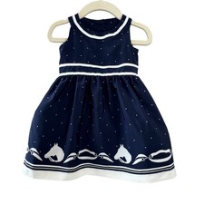 JANIE  JACK Equestrian Horse Dress Girls 6-12M NEW Blue 2 Pcs Bloomers Set NWT
