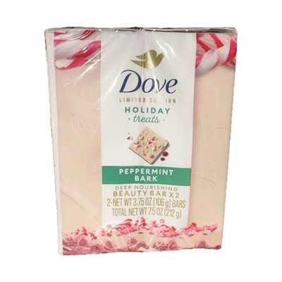 DOVE Soap Holiday Treats Peppermint Bark 2 Bar Package Total of 2-3.75 Ounce Bar
