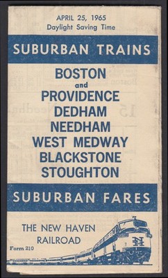 New Haven RR Suburban Trains Boston-Providence TT 4/25 1965 World's Fair