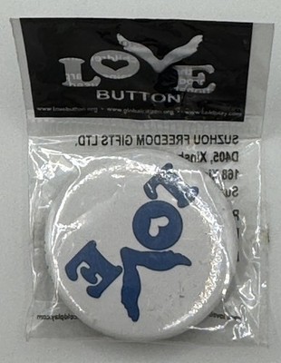 Coldplay LOVE Button Pin White Blue Concert Promo Sealed NEW