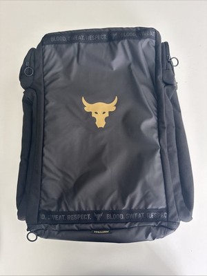 UA Under Armour Project Rock Duffle Backpack Bag Black Gold  display picture 1