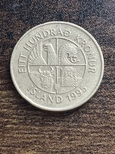 1995 Iceland 100 Kronur Beautiful Rare Actual Coin TB9703*