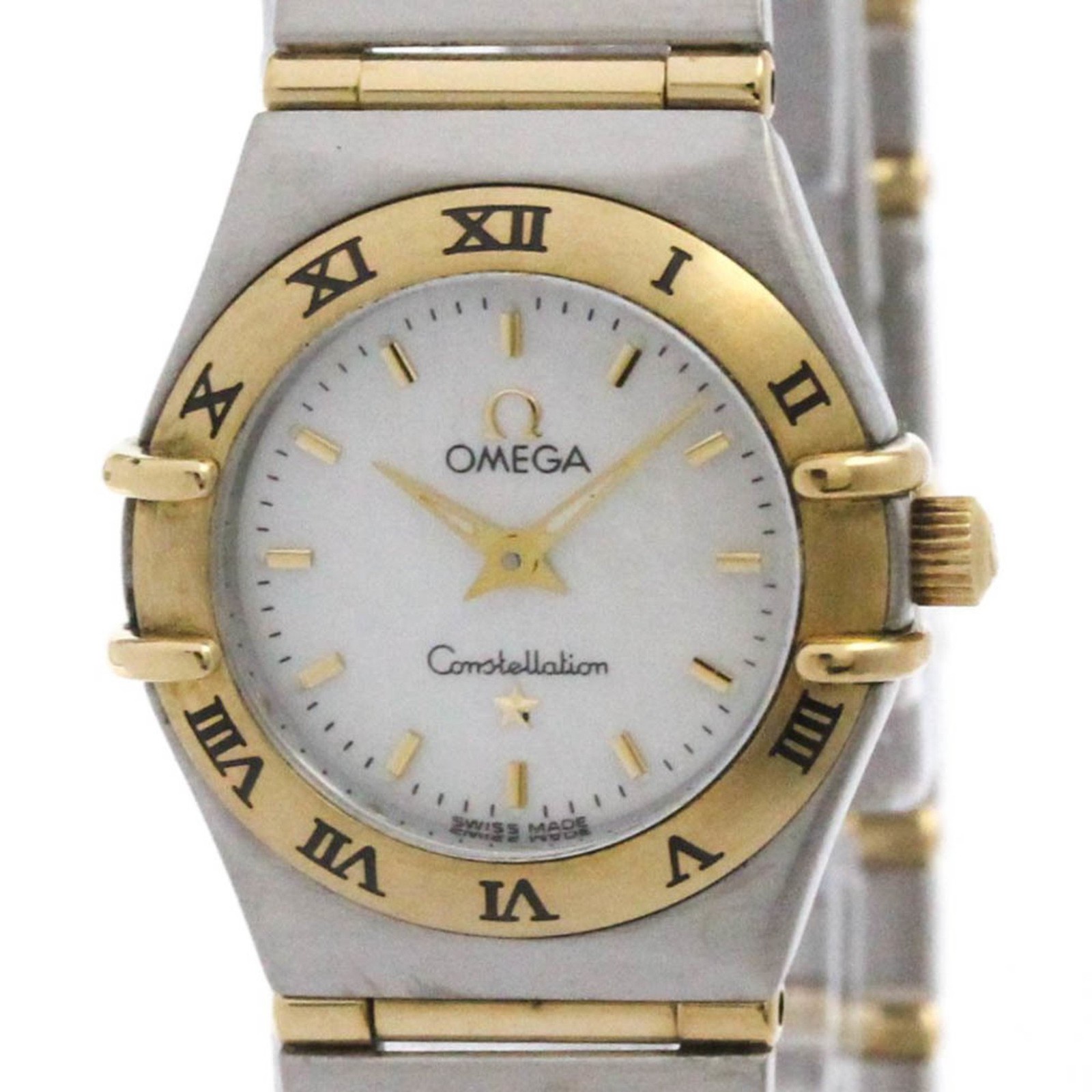 OMEGA Constellation MOP 18K Gold Steel Quartz Watch 1262.70 Polished BF586280