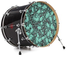 Vinyl Decal Skin for 20" Bass Kick Drum Head Scattered Skulls Seafoam Green