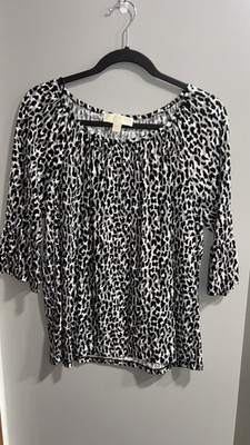 MICHAEL Michael Kors Women s Animal-Print Cotton Peasant Top (Brown, M
