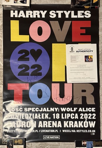 HARRY STYLES SIGNED LOVE ON TOUR 2022 POSTER - BECKETT LETTER OF AUTHENTICITY