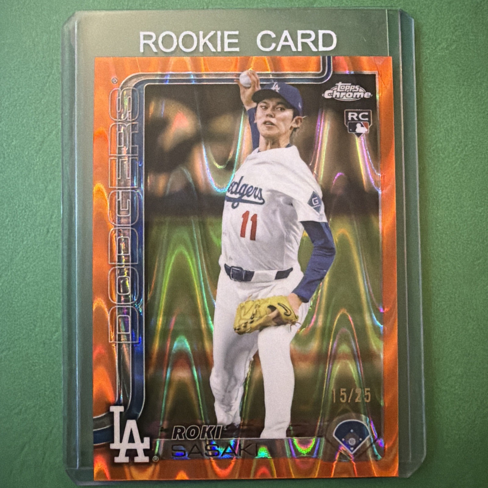 2025 Topps Chrome Roki Sasaki Orange RayWave Refractor 15/25 #217 RC Dodgers