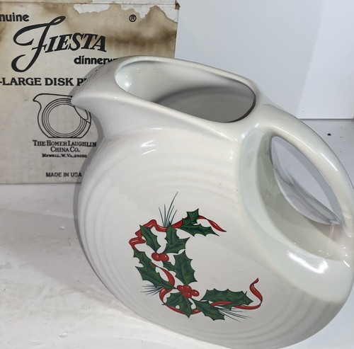 Jarra Grande Fiesta Navidad Acebo Blanco De Colección Nueva, Con Caja Fiestaware - Imagen 1 de 7
