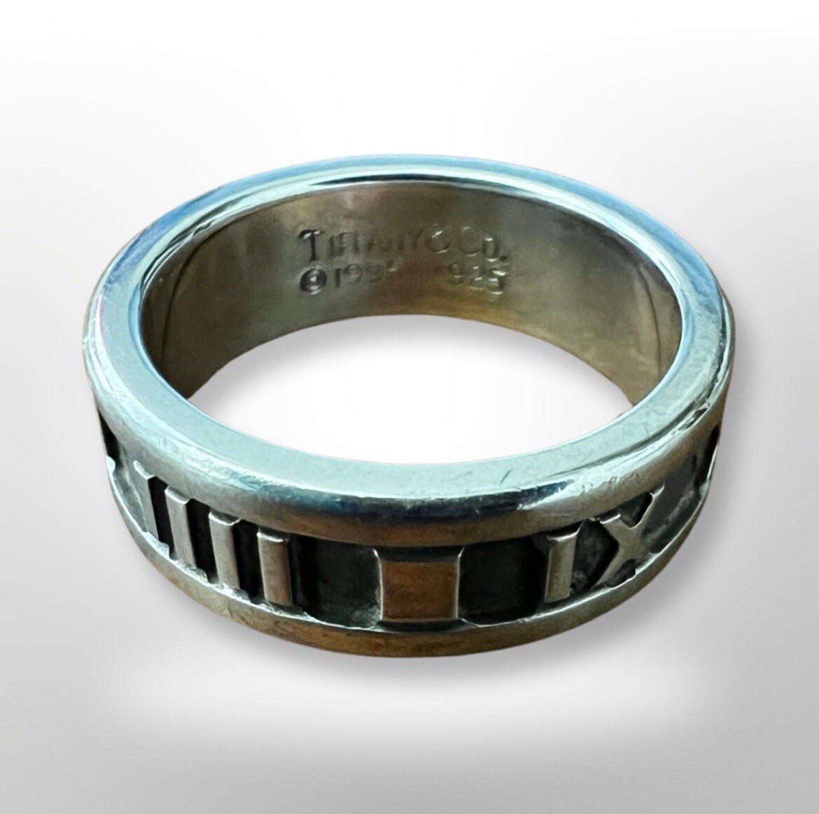 Tiffany & Co. 1995 925 Silver Atlas Narrow Roman Numerals Band