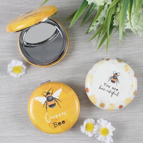 Borsa a mano Bumble Bee Queen Bee compatta pieghevole specchio trucco tasca viaggio regalo