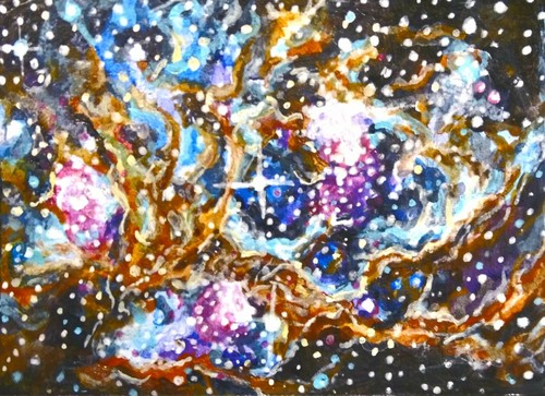 ACEO NGC 6357 Nebula "Winter Wonderland" Acrylic on Paper Galaxy Outer Space