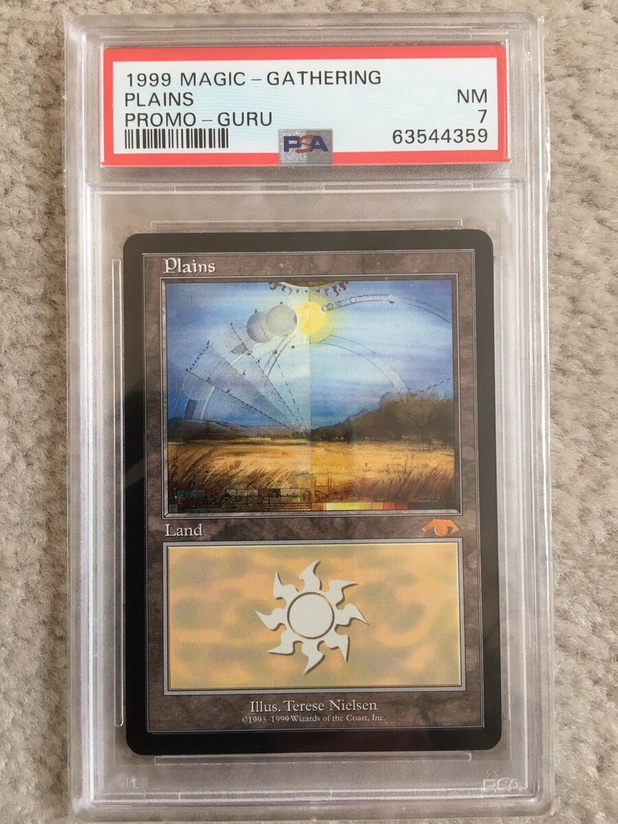 1999 MTG Guru Land GURU PLAINS PSA 7 NM PROMO Magic The 1999 MTG Guru Land GURU PLAINS PSA 7 NM PROMO Magic The