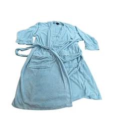 Earth Angels Adult XL Blue Wrap Robe Pockets Spa Relax Cottage Core Sleepwear
