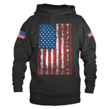 Large Vertical US Flag USA American Pride Patriot Patriotic Graphic Hoodie