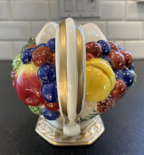 NEW FITZ & FLOYD CLASSICS LARGE SAUCE GRAVY BOAT EMBOSSED FRUIT - Picture 3 of 9