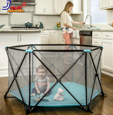My Portable Play Yard Indoor and Outdoor Washable Aqua 6-Panel 48 Inch