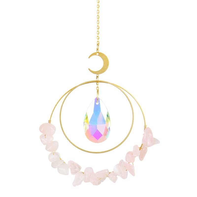 Suncatcher Crystal Ornament, Sun Catcher Gift for Moms, Gold Circle