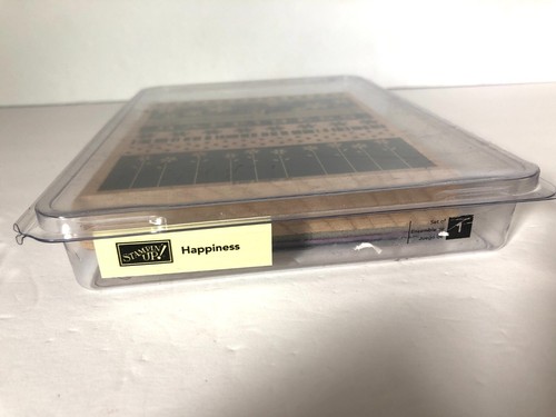 Stampin Up HAPPINESS Jumbo Wood Mounted Rubber Stamp 2007 Floral 5X6" - Picture 3 of 4