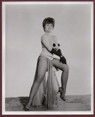Gee Whiz BURLESQUE STRIPPER busty leggy fishnet stockings ORIG PHOTO 8x10