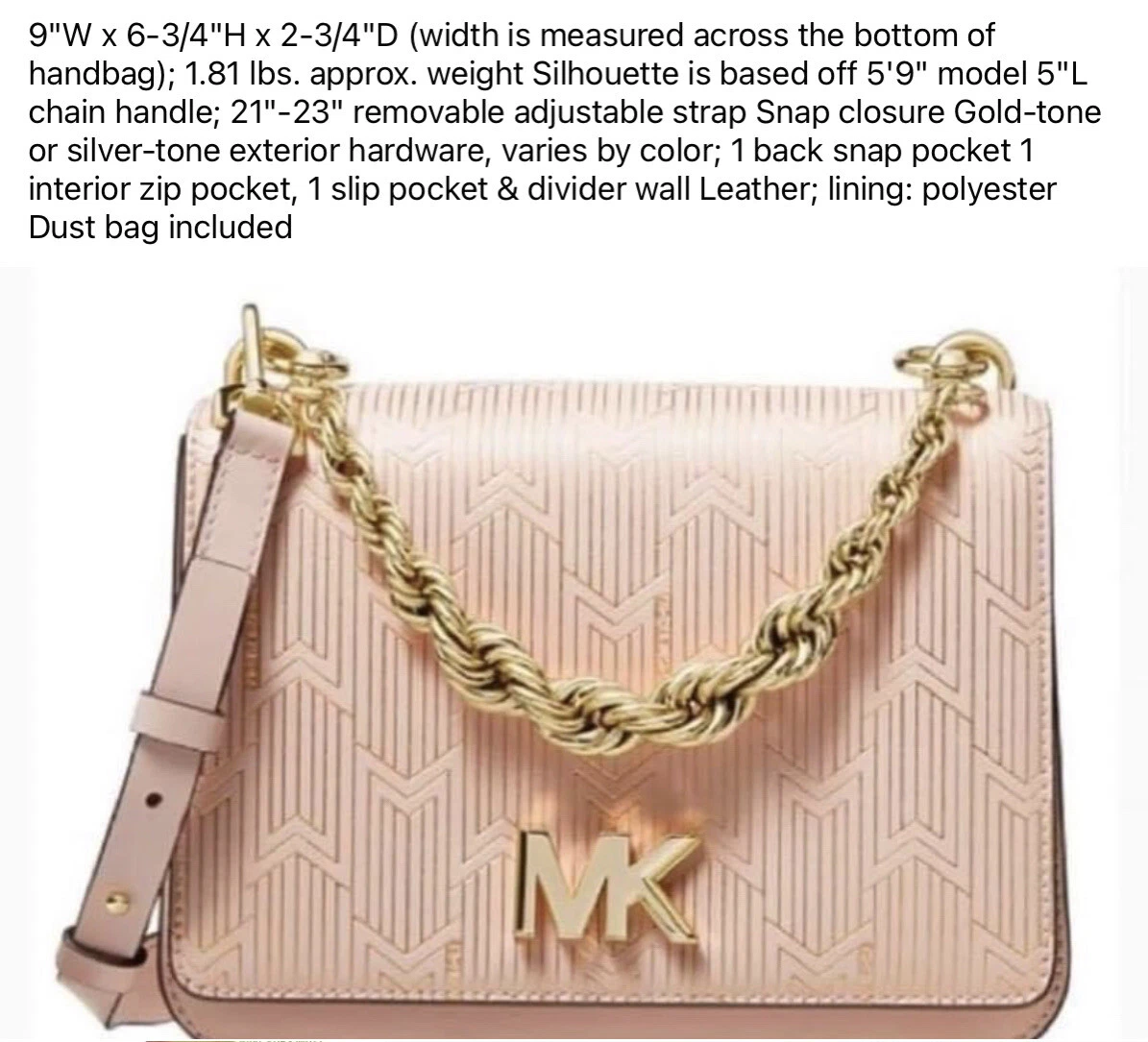 MICHAEL Michael Kors Mott Large Chain Swag Shoulder Soft Pink One