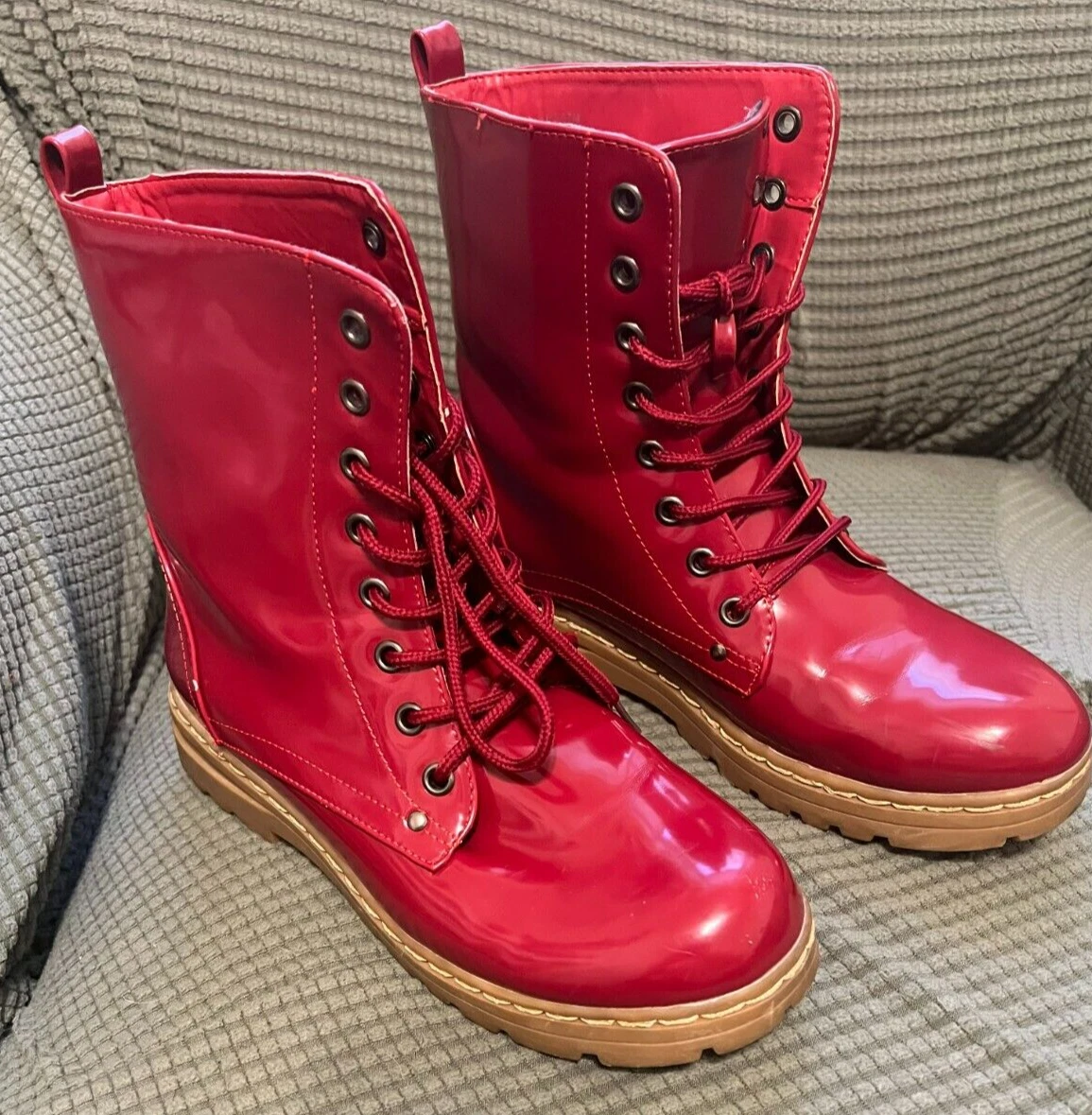 Ladies red rain deals boots