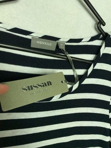 NEW Sussan Maternity Striped M Womens Long Sleeve Top Blouse Cotton Viscose - Picture 5 of 11