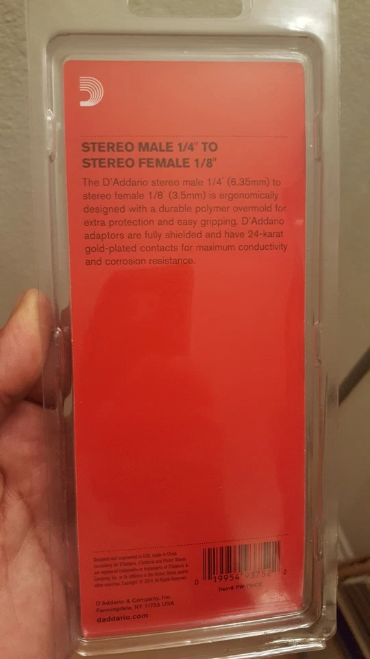 Planet Waves estéreo macho 1/4" (6,35 mm) a estéreo hembra 1/8" (3,5 mm) [PW-PO47E] Foto 2 de 2