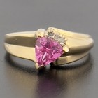 9ct Yellow Gold Pink Topaz & Diamond Cluster Ring Size N 1/2
