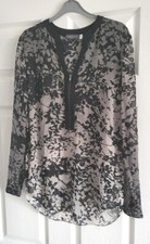 NEW - MINT VELVET Black & Grey Half Zip Floral Blouse Size 8