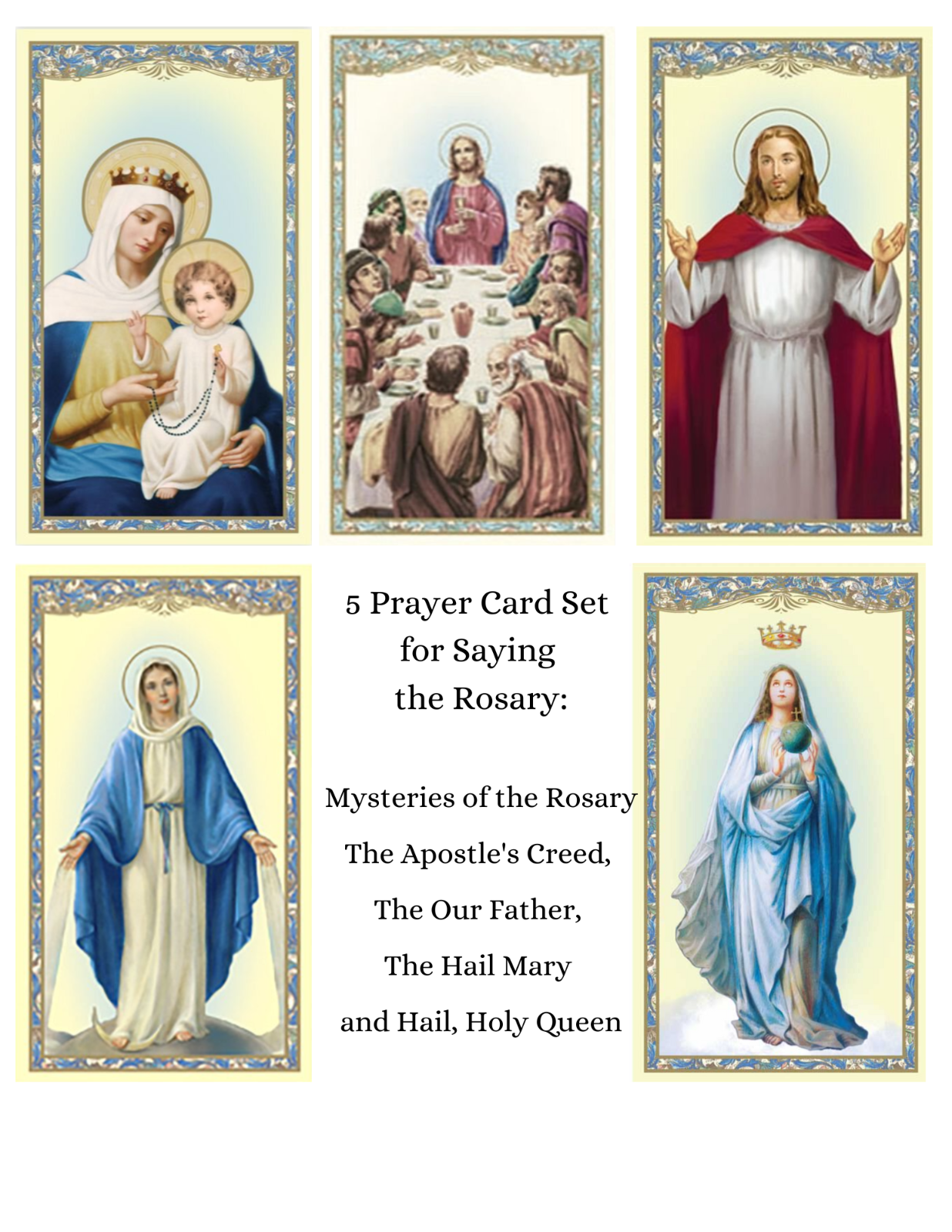 5 Prayer Card Lot for Saying Rosary Catholic Our Father Hail Mary Apostles  Creed | eBay