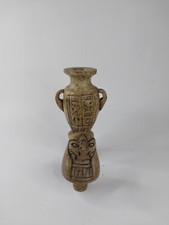 RARE ANTIQUE ANCIENT EGYPTIAN God Horus Head Vase with Symbol Magic Hieroglyphic