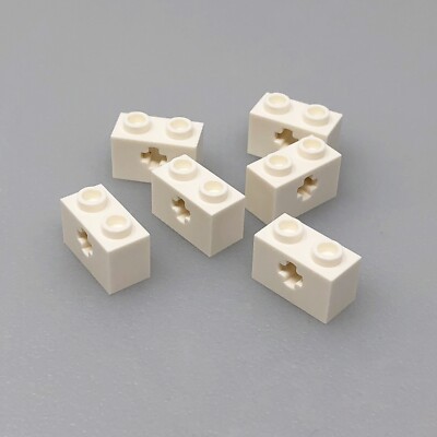 32064 LEGO Parts Technic Brick 1x2 w/ Axle Hole WHITE (6) | eBay