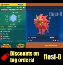 6IV Shiny Solgaleo Pokemon Scarlet and Violet
