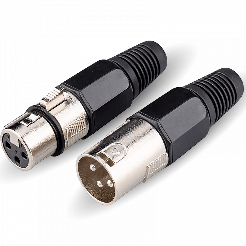 3 Pin XLR Female Socket and Male Plug Set with Solder Terminals Cable Protector