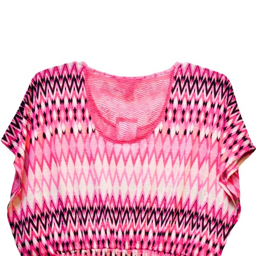 Weavers Women's Knit Top Dolman Short Sleeve Geometric Fuchsia Size M NWT - Picture 5 of 6