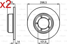 BOSCH Bremsscheibe X2 Für LAND ROVER 110127 88109 90 Defender 61-16 0986478827