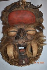 DAN GUERE WAR MASK, HORNS, HAIR HUGE 18